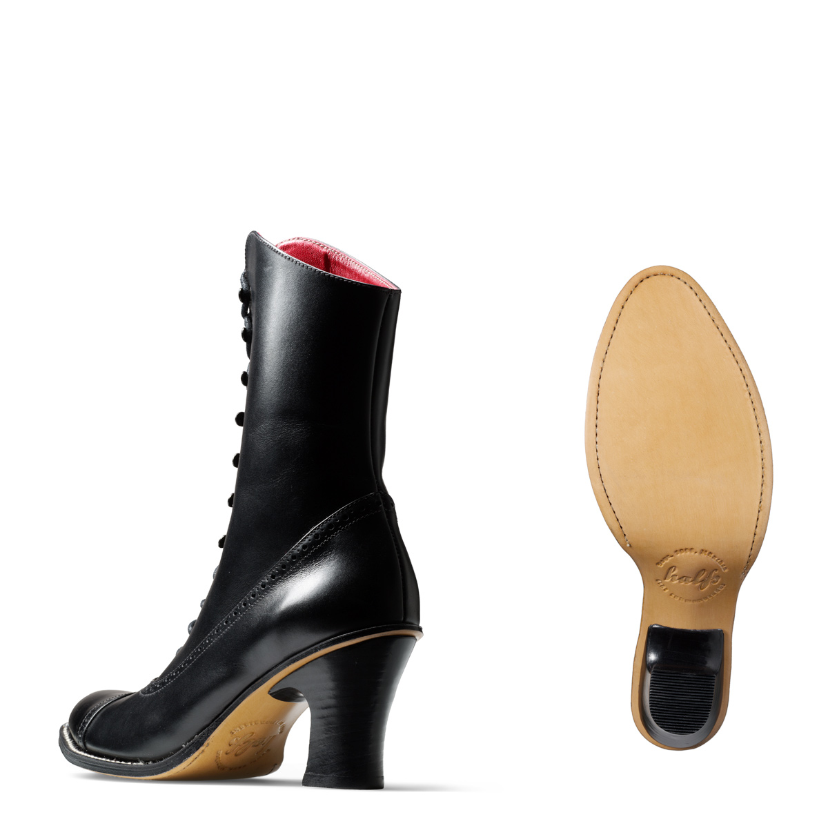 Halbstiefel Michaela von halfs aus München – rahmengenähter Damen-Halbstiefel aus schwarzem Kalbsleder