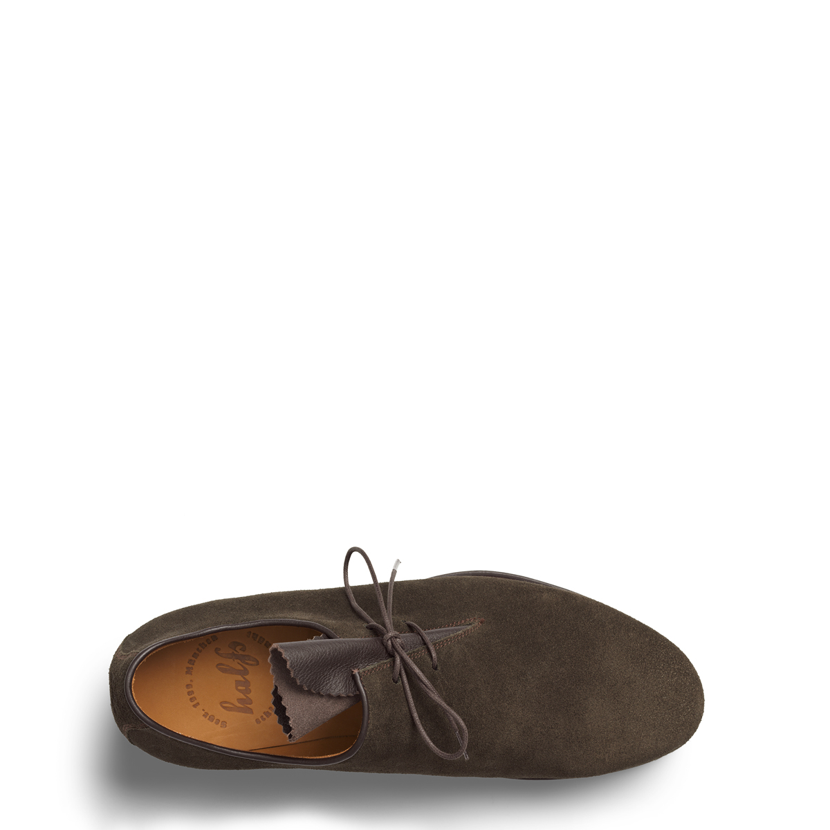 haferlschuh Max von halfs aus München – rahmengenähter Herren-haferlschuh aus grünem Wildleder