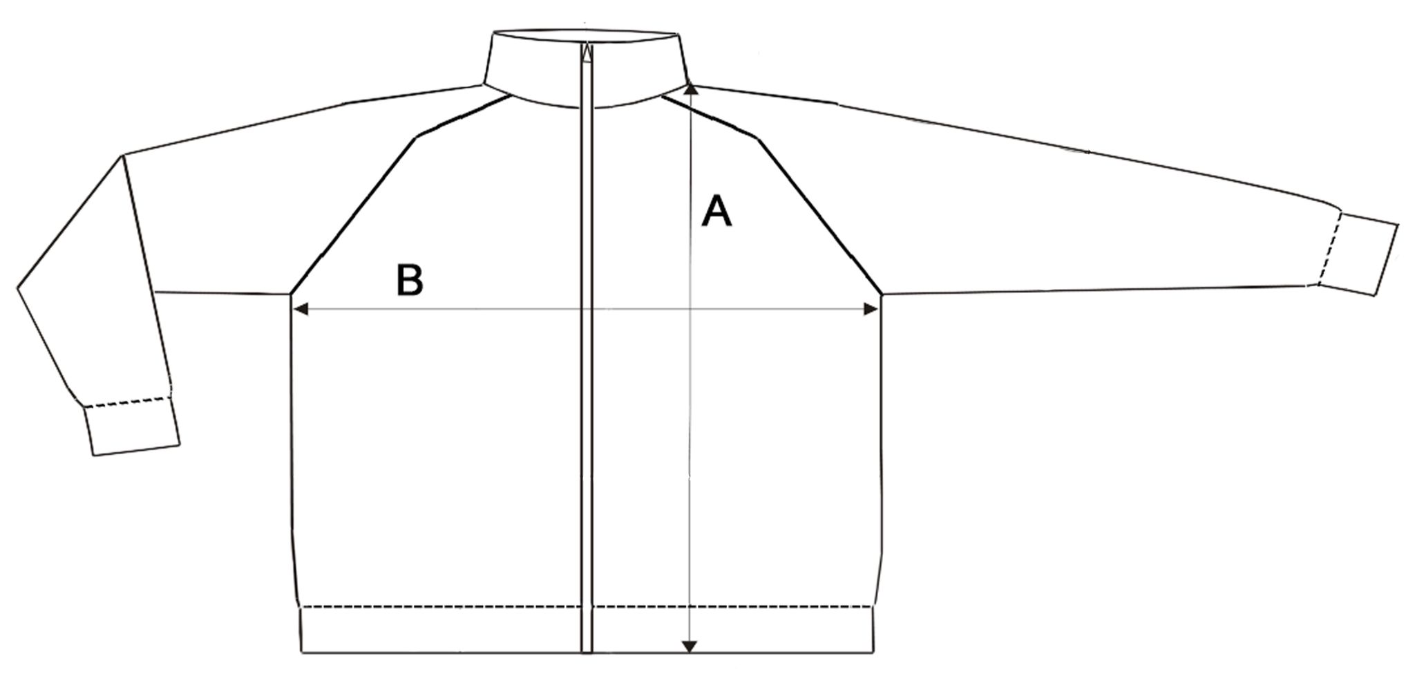 halfs Zipper Größentabelle – Brustweite und Länge