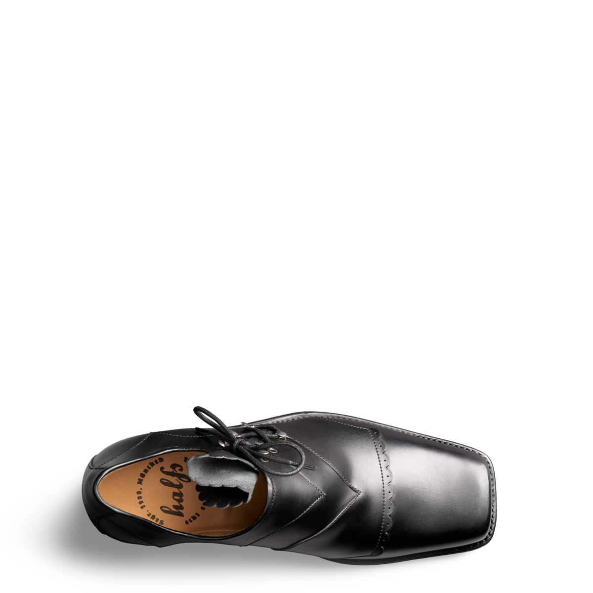 Haferlschuh Thomas von halfs aus München – rahmengenähter Herren-haferlschuh aus schwarzem Kalbsleder