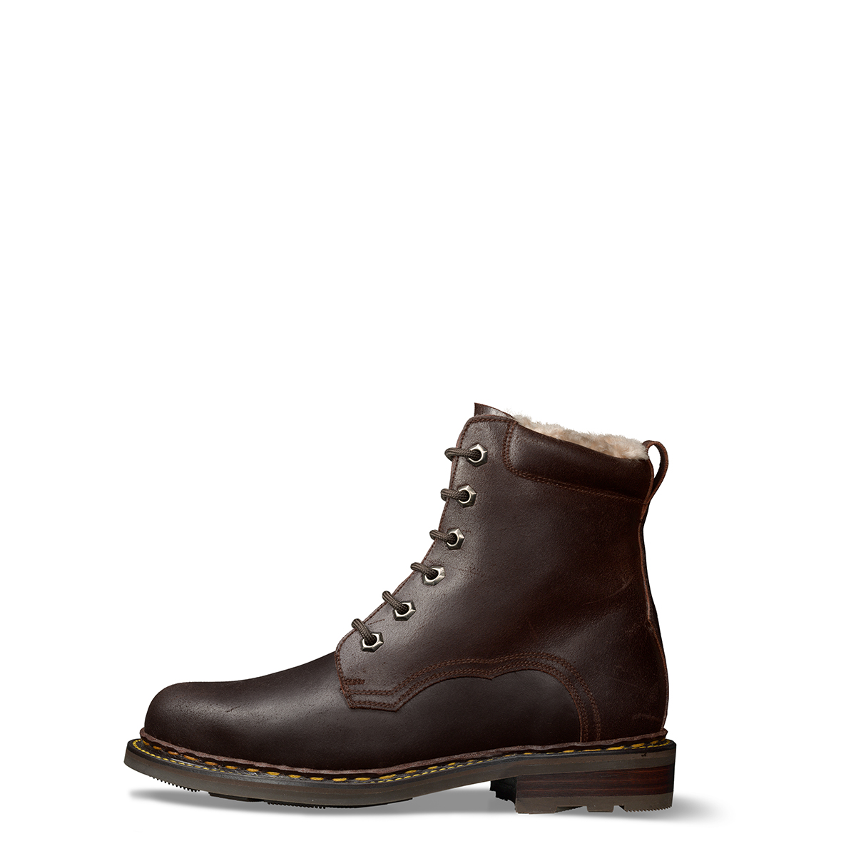 Winterstiefel Maria von halfs aus München – zwiegenähter gefütterter Damen Halbstiefel aus braunem Rindsleder